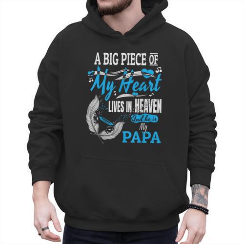 My Papa Lives In Heaven Shirt Memorial Day Papa Dad Grandpa Men Hoodie - Father's Day Fun