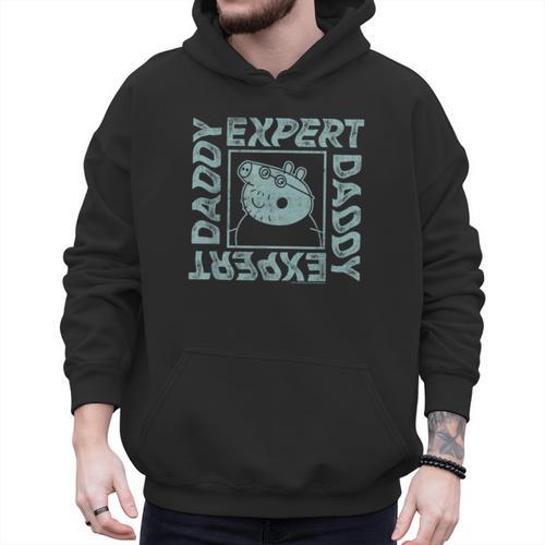 Peppa Pig Father's Day Expert Daddy Vintage Faded Box Logo Men Hoodie - Father's Day Fun