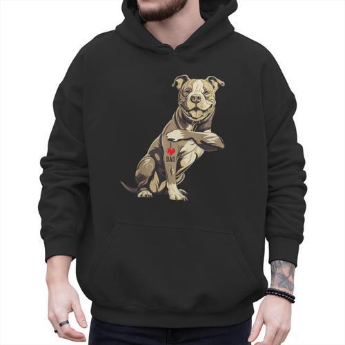 Pitbull I Love Dad Pit Bull Terrier Pettie Dog Owner Father Men Hoodie - Father's Day Fun