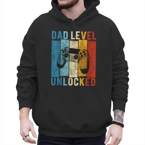Pregnancy Announcement Dad Level Unlocked New Daddy Father Men Hoodie - Father's Day Fun