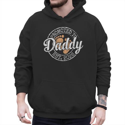 Promoted To Daddy Est 2026 Stamp First Time Dad To Be Men Hoodie - Father's Day Fun