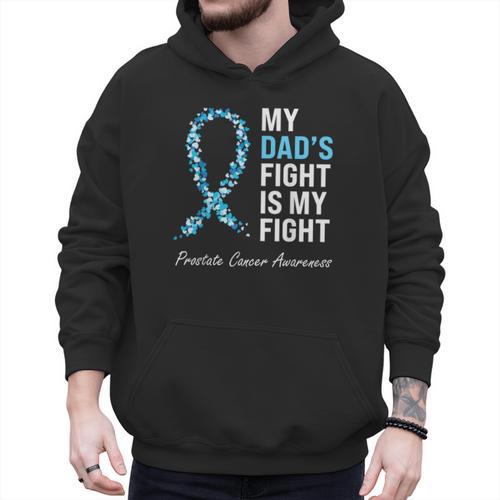 Prostate Cancer Awareness Light Blue Ribbon Dad Survivor Men Hoodie - Father's Day Fun
