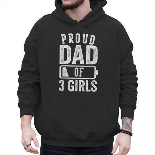 Proud Dad Of 3 Girls Daddy Of Three Daughters Men Hoodie - Father's Day Fun