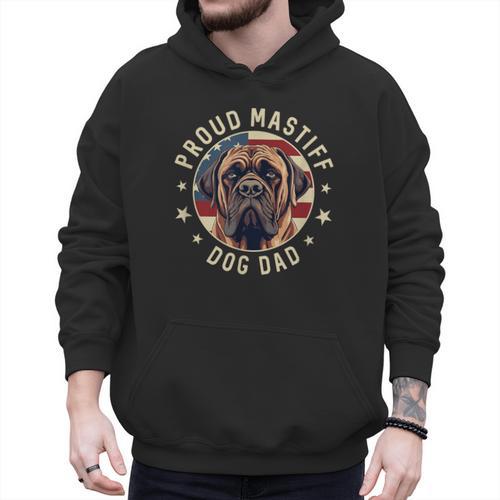 Proud Mastiff Dad American Flag Patriotic Mastiff Dad Men Hoodie - Father's Day Fun