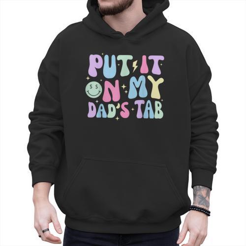 Put It On My Dads Tab Fathers Day Groovy Kids Son Daughter Men Hoodie - Father's Day Fun