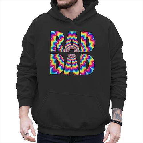 Rad Dad Trippy Hippie Tie-Dye Rainbow 70s Vibes Novelty Men Hoodie - Father's Day Fun