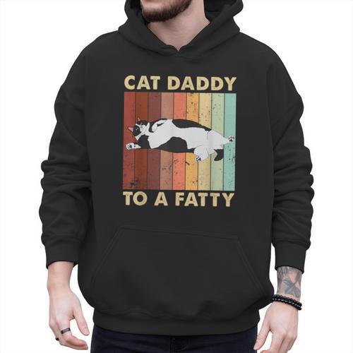 Retro Fat Chonk Dad Tee Cat Daddy To A Fatty Men Hoodie - Father's Day Fun