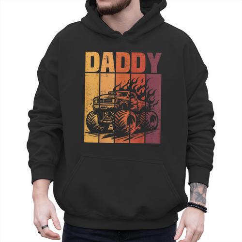 Retro Monster Truck Daddy Matching Family Birthday Party Men Hoodie - Father's Day Fun