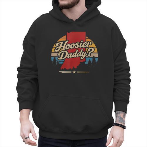 Retro Vintage US States Hoosier Daddy State Outline Desig Men Hoodie - Father's Day Fun