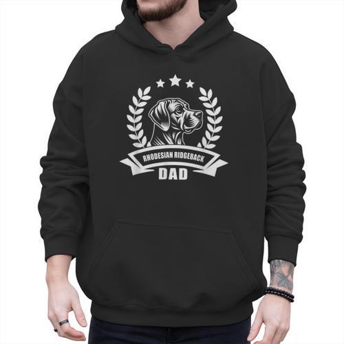 Rhodesian Ridgeback Dad With Banner And Ear Wreath Men Hoodie - Father's Day Fun