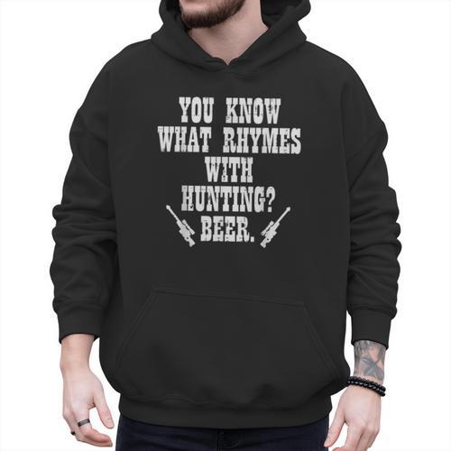 What Rhymes With Hunting Deer Hunter Dad Grandpa Men Men Hoodie - Father's Day Fun