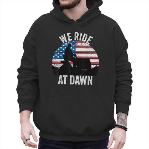 We Ride At Dawn Lawnmower Lawn Mowing Dad Vintage Men Men Hoodie - Father's Day Fun