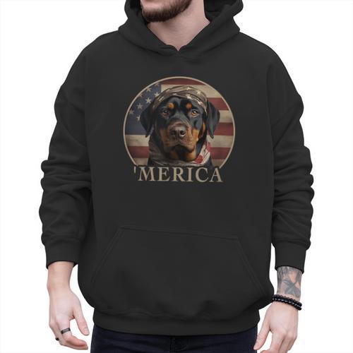 Rottie Dog Mom Dad 'Merica Rottweiler Men Hoodie - Father's Day Fun