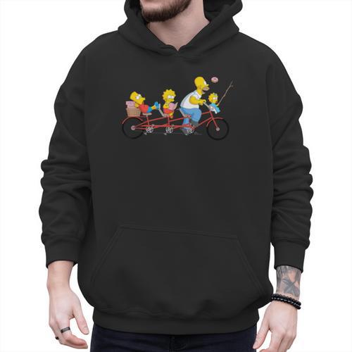 The Simpsons Father's Day Homer And Kids Bike Ride With Dad Men Hoodie - Father's Day Fun