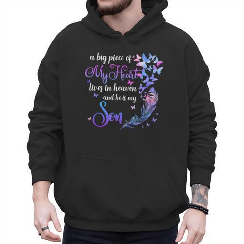 My Son Lives In Heaven Memorial Quotes Love Mom Dad Matching Men Hoodie - Father's Day Fun