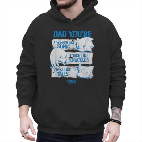 Sonic The Hedgehog Father's Day Dad Qualities Distressed Men Hoodie - Father's Day Fun