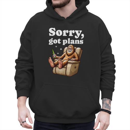 Sorry Got Plans Bigfoot Dad Humor Sasquatch Sayings Men Hoodie - Father's Day Fun