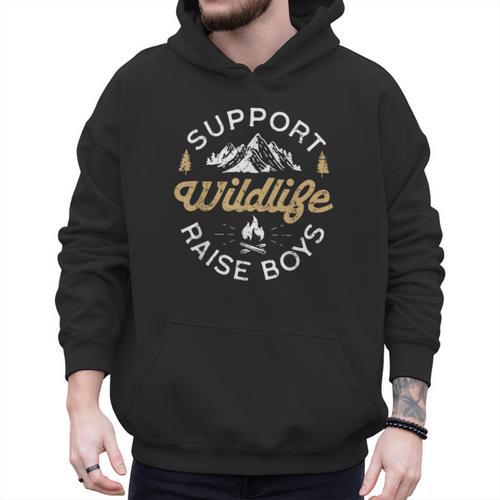 Support Wildlife Raise Boys Parent Mom & Dad Men Hoodie - Father's Day Fun