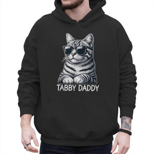 Tabby Daddy Cat Dad Graphic Grey Tabby Cat Lover Men Hoodie - Father's Day Fun