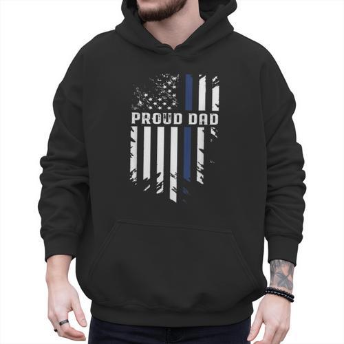 Thin Blue Line Proud Dad Police Family T-Shirt Men Hoodie - Father's Day Fun
