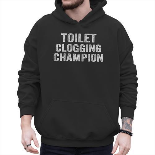Toilet Clogging Champion Award Dad Jokes ON Back Men Hoodie - Father's Day Fun