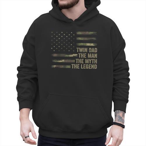 Twin Dad Camo USA Flag Twin Dad The Man The Myth The Legend Men Hoodie - Father's Day Fun