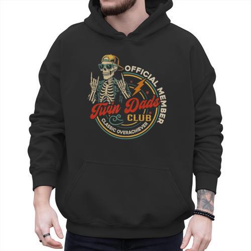 Twin Dad Club Dad Of Twins Skeleton Father's Day Men Hoodie - Father's Day Fun