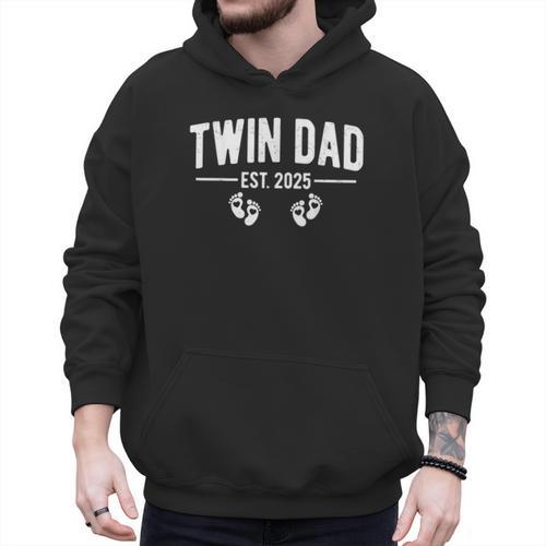 Twin Dad Est 2025 Father Of Twins New Daddy Father's Day Men Hoodie - Father's Day Fun