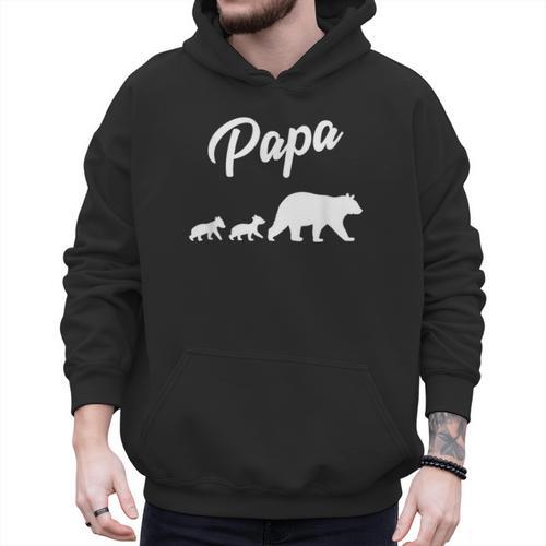 Twin Dad Papa Bear Two Cubs 2 Kids Men Hoodie - Father's Day Fun