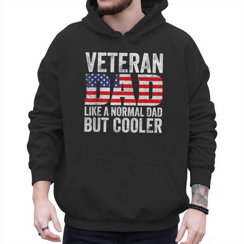 Veteran Dad Like A Normal Dad But Cooler American Flag Men Hoodie - Father's Day Fun