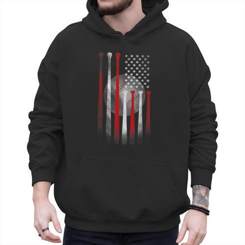 Vintage Baseball American Flag Classic Fit Tee For Dad And Mom Men Hoodie - Father's Day Fun
