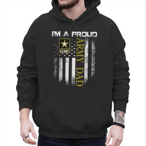 Vintage I'm A Proud Army Dad With American Flag Men Hoodie - Father's Day Fun
