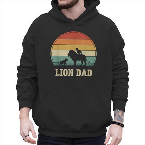 Vintage Lion Dad Father Grandpa Father's Day Men Hoodie - Father's Day Fun