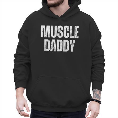 Vintage Muscle Daddy Weightlifter Dad Cool Father Workout Men Hoodie - Father's Day Fun