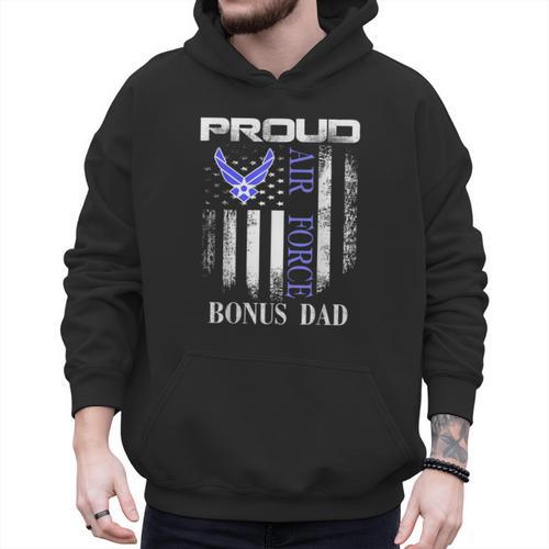 Vintage Proud Air Force Bonus Dad With American Flag Men Hoodie - Father's Day Fun