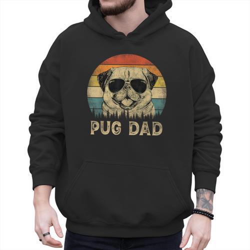 Vintage Pug Dad Dog Lovers Father's Day Tee Men Hoodie - Father's Day Fun