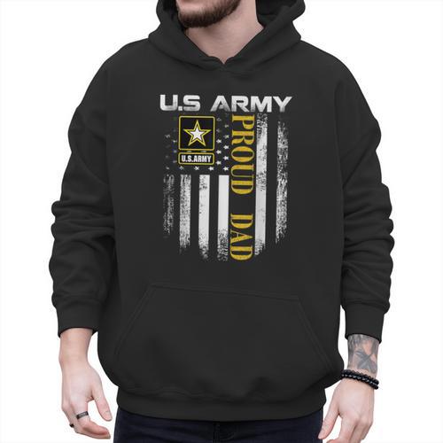 Vintage US Army Proud Dad With American Flag Men Hoodie - Father's Day Fun