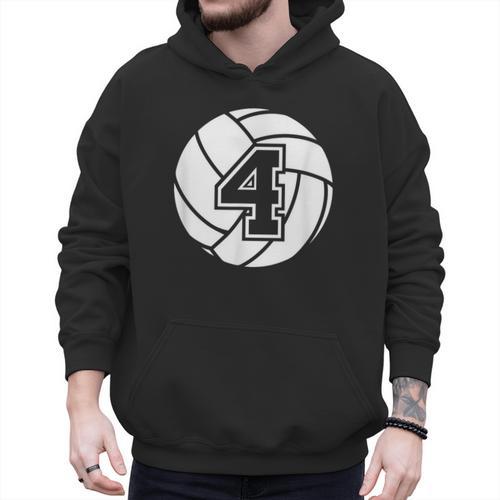 Volleyball Player 4 Volleyball Mom Dad Jersey Number 4 Men Hoodie - Father's Day Fun