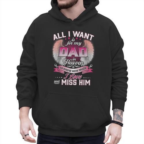 All I Want Is For My Dad In Heaven To Know How Much I Love Men Hoodie - Father's Day Fun