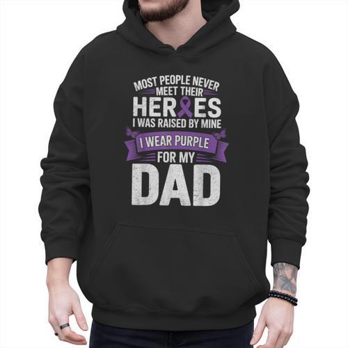 I Wear Purple For My Dad Pancreatic Cancer Support Men Hoodie - Father's Day Fun