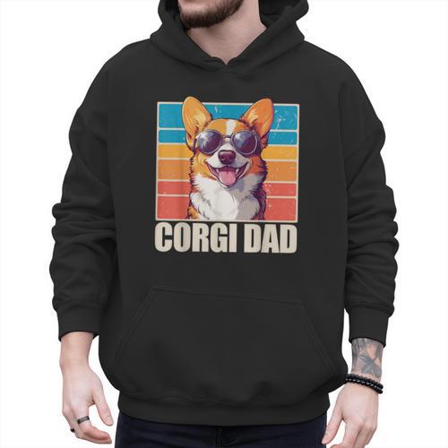 Welsh Corgi Pembroke Dog Corgi Dad -Adults Small Classic Fit Short Sleeve Cotton Polyester Blend Men Hoodie - Father's Day Fun