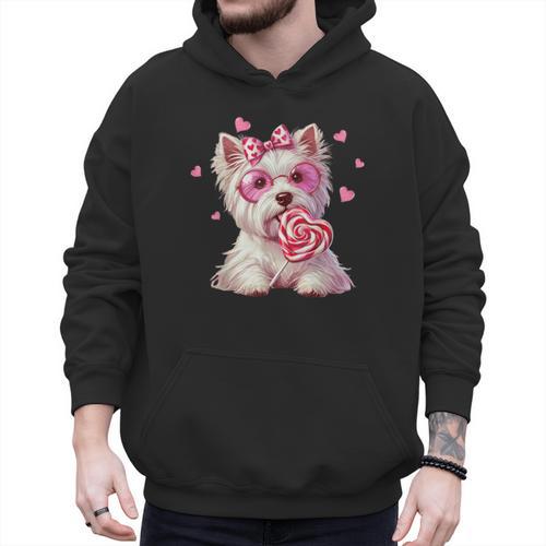 Westie Dog Valentines Day Dog Mom Westie Dad Candy Sucker For Men Women Girls Kids Men Hoodie - Father's Day Fun