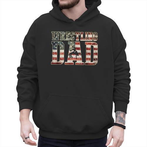 Wrestling Dad American Flag Matching For Dads Of Wrestlers Men Hoodie - Father's Day Fun