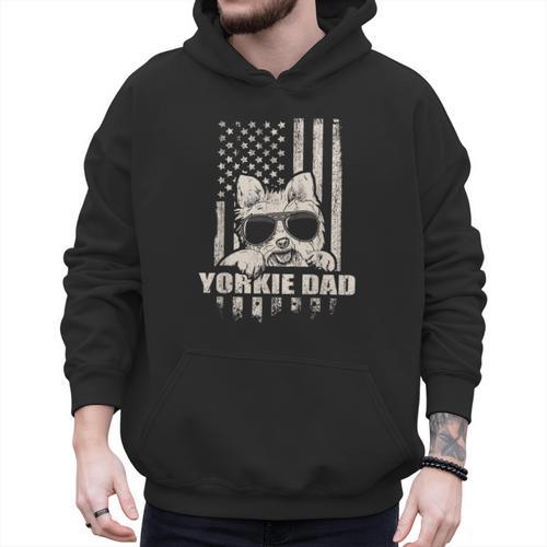 Yorkie Dad Cool Vintage Retro Proud American Men Hoodie - Father's Day Fun