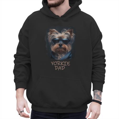 Yorkie Dad Cute Cool Dog In Sunglasses C Men Hoodie - Father's Day Fun