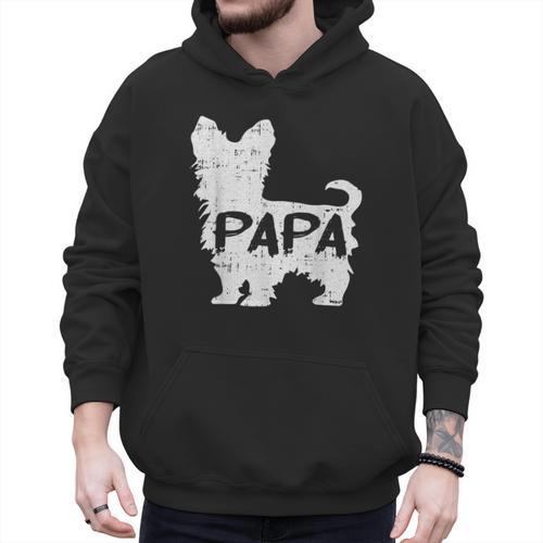 Yorkshire Terrier Papa Dog Puppy Doggie Pet Lover Yorkie Dad Men Hoodie - Father's Day Fun