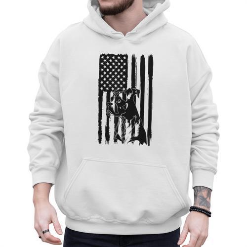 American Flag USA Patriot Boxer Dog Dad Men Hoodie - Father's Day Fun