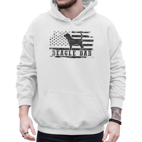 Beagle Dad Distressed American Flag Patriotic Dog Men Hoodie - Father's Day Fun