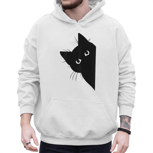Curious Cat Peeking Sneaky Cat Cat Mom Cat Dad Men Hoodie - Father's Day Fun