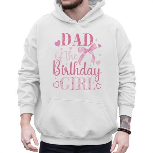Dad Of The Birthday Girl Bow Cute Pink Matching Family Party Men Hoodie - Father's Day Fun